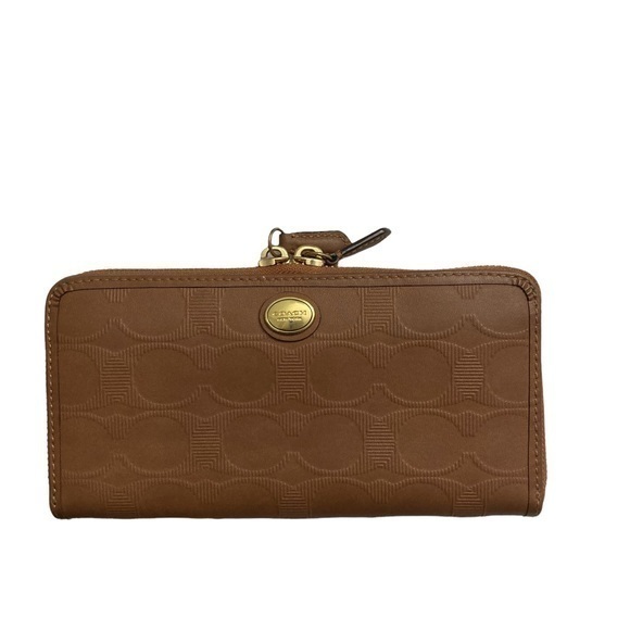 Coach brown embossed leather c wallet - Picture 1 of 9